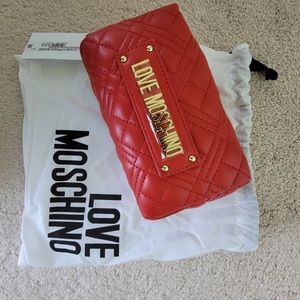 LOVE MOSCHINO - RED QUILTED COSMETIC CASE